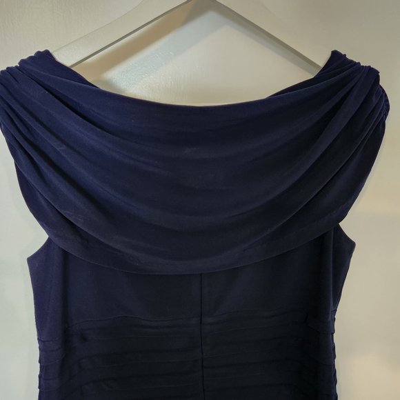 NAVY BLUE RUFFLED COCKTAIL DRESS - Picture 4 of 7